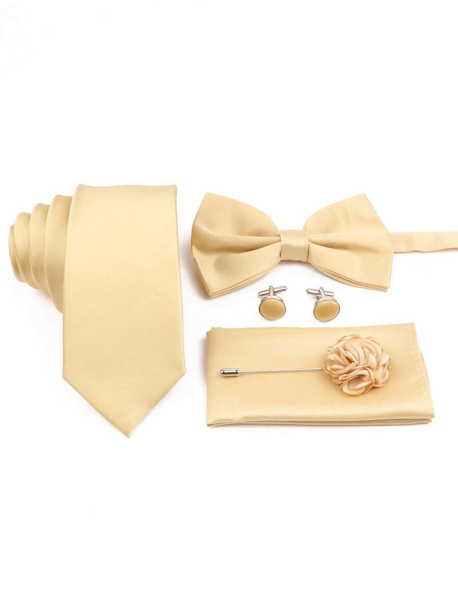 Pocket Square Set - SGIAWETA-5-teiliges Set in Champagnerfarbe für Trauzeugen,